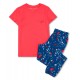 Piżama damska Henderson Ava - Kwiatowy Design, Czerwony Top i Niebieskie Spodnie