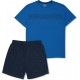 Piżama męska Henderson Crop - Niebieski T-shirt i Szorty, 100% Bawełna