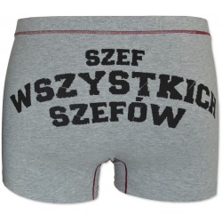 Bokserki C+3 – szare, z napisem "Szef wszystkich szefów"