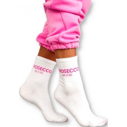 Skarpety Milena wzorzyste – białe, "Prosecco Mood", 37-41