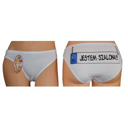 Figi "JESTEM SZALONA" BIAŁY rozm L