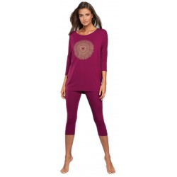 Piżama ITALIAN FASHION  Mandala wino 3/4 3/4