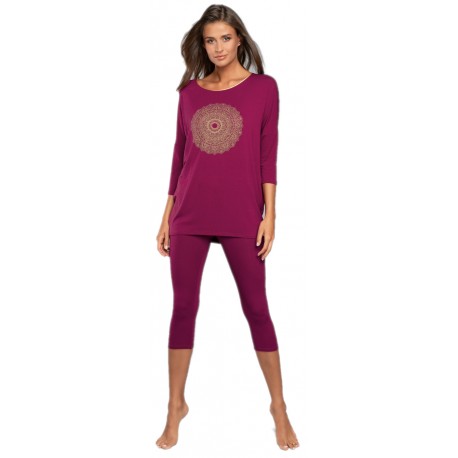 Piżama ITALIAN FASHION  Mandala wino 3/4 3/4 Piżama ITALIAN FASHION  Mandala wino 3/4 3/4