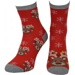 Skarpety Świąteczne Czerwone Renifer roz 37-41
