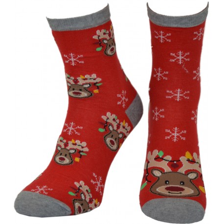 Skarpety Świąteczne Czerwone Renifer roz 37-41