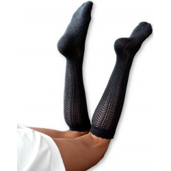 MILENA PODKOLANÓWKI AŻUROWE CZARNE 37-41