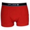Bokserki męskie C+3 VBE-467 - Czerwona kratka z logo