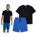 Piżama męska Henderson Earth - Czarny T-shirt i Niebieskie Spodenki 41292-99X
