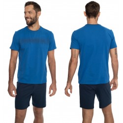 Piżama męska Henderson Crop - Niebieski T-shirt i Szorty, 100% Bawełna