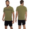 Piżama męska Henderson Crop - Czarny T-shirt i Khaki Szorty, 100% Bawełna Piżama męska Henderson Crop - Czarny T-shirt i Khaki Szorty, 100% Bawełna