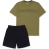 Piżama męska Henderson Crop - Czarny T-shirt i Khaki Szorty, 100% Bawełna Piżama męska Henderson Crop - Czarny T-shirt i Khaki Szorty, 100% Bawełna