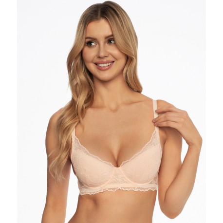 Koronkowy biustonosz push-up Henderson Audrey w pastelowym różu