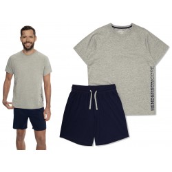 Piżama męska Henderson Input - szary T-shirt i czarne szorty