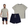 Piżama męska Henderson Input - szary T-shirt i czarne szorty Piżama męska Henderson Input - szary T-shirt i czarne szorty