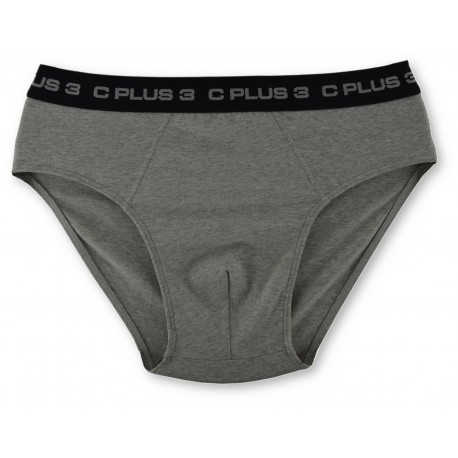 Szare Slipy męskie C+3 - Gładkie, Szeroka Guma, Duże Logo, Bawełna Szare Slipy męskie C+3 - Gładkie, Szeroka Guma, Duże Logo, Bawełna