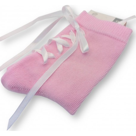 Skarpety damskie Milena Pink Lace-Up – różowe z białą sznurówką 37-41 Skarpety damskie Milena Pink Lace-Up – różowe z białą sznurówką 37-41