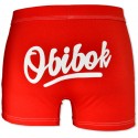 Bokserki C+3 – czerwone, z napisem "Obibok", guma w tunelu