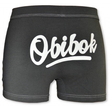 Bokserki C+3 – szare, z napisem "Obibok", guma w tunelu