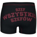 Bokserki C+3 – czarne, z napisem "Szef wszystkich szefów"