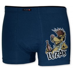 Bokserki męskie C+3 VBE-596 – granatowe, napis "LUZAK", jeżozwierz