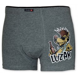 Bokserki męskie C+3 VBE-596 – szare, napis "LUZAK", jeżozwierz