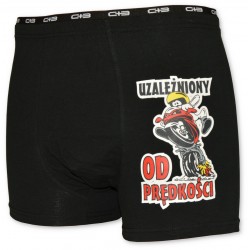 Bokserki Męskie C+3 VBE-657 Funny Czarne Ścigacz Prędkość
