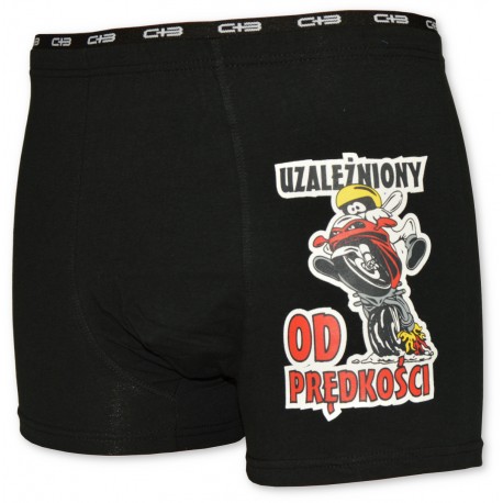 Bokserki Męskie C+3 VBE-657 Funny Czarne Ścigacz Prędkość Bokserki Męskie C+3 VBE-657 Funny Czarne Ścigacz Prędkość