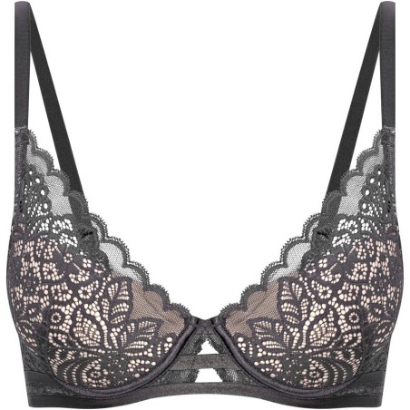 Biustonosz Hint 39785-09X – push-up szary, koronka