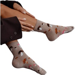 Skarpetki damskie Milena beżowe w grzybki 37-41 – wygoda i styl