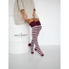 Zakolanówki damskie Milena bordo-ecru w pasy 37-41 – elegancja i wygoda Zakolanówki damskie Milena bordo-ecru w pasy 37-41 – elegancja i wygoda