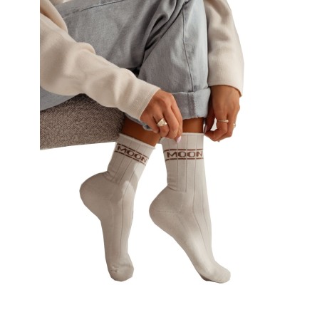 Skarpety damskie Milena Unique MOON ecru – polska jakość