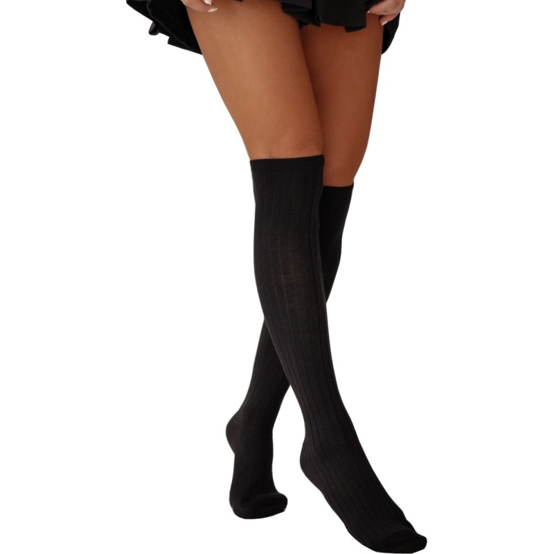 Podkolanówki damskie Milena Merino czarne w prążki 37-41