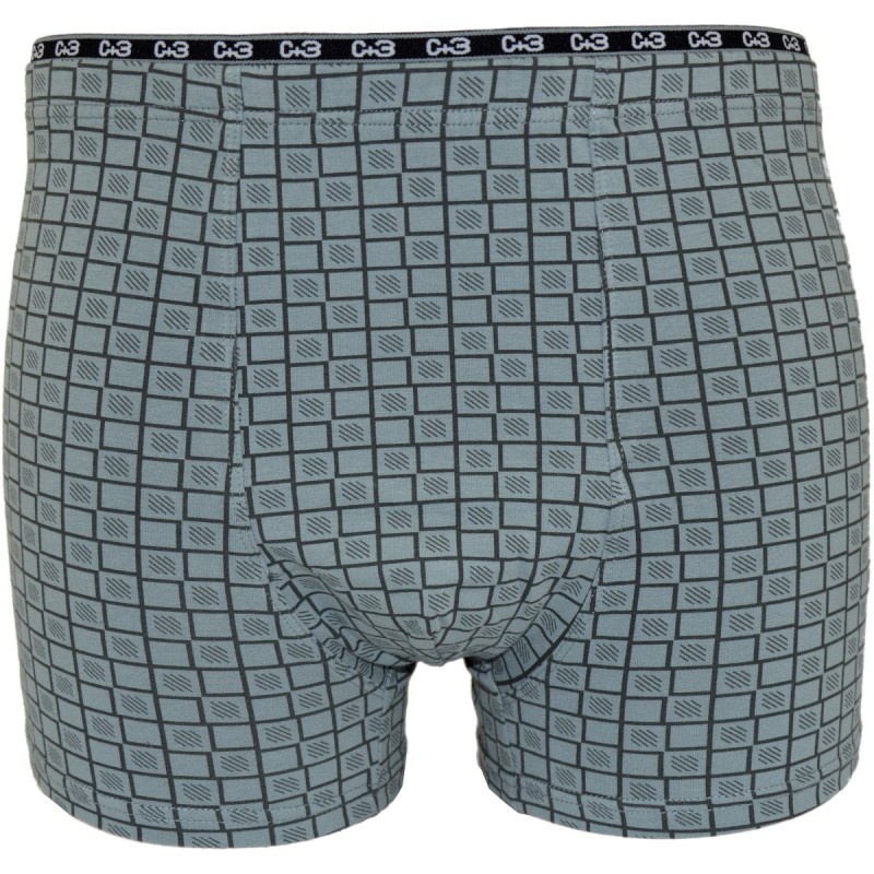 Bokserki męskie C+3 VBE-334 szare w kratkę – premium, bawełna