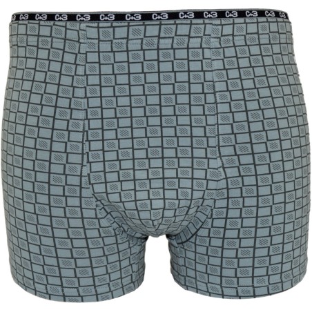 Bokserki męskie C+3 VBE-334 szare w kratkę – premium, bawełna