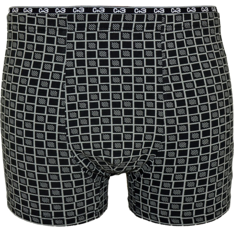 Bokserki męskie C+3 VBE-334 czarne w kratkę – premium