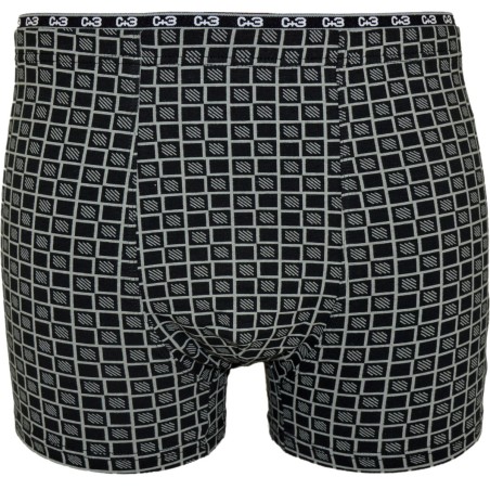 Bokserki męskie C+3 VBE-334 czarne w kratkę – premium