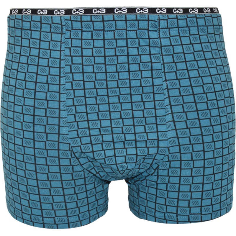 Bokserki męskie C+3 VBE-334 turkusowe w kratkę – premium