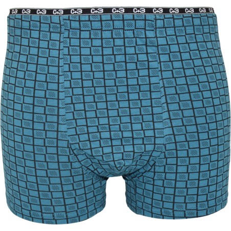 Bokserki męskie C+3 VBE-334 turkusowe w kratkę – premium