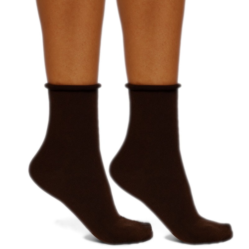 Skarpety damskie bezuciskowe Fit brązowe 37-41