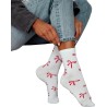 Skarpety wzorzyste Milena białe w czerwone wstążki 37-41
