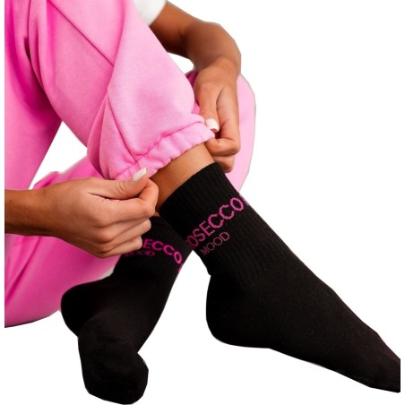 Skarpety wzorzyste Milena czarne z napisem PROSECCO MOOD 37-41