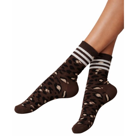 Skarpety damskie Milena brązowa panterka 37–41