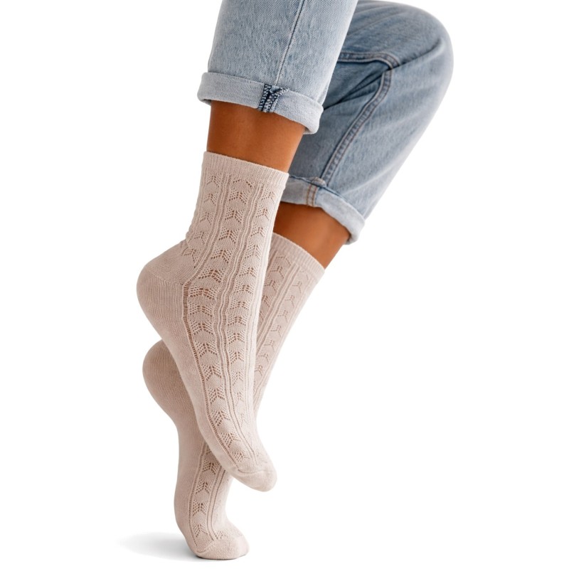 Skarpety damskie Milena ażurowe Butterfly Lace ecru 37–41