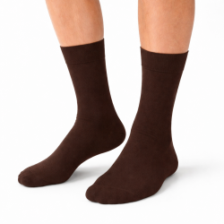 POLSKIE Skarpety garniturowe Milena ciemny brąz – eleganckie bawełniane