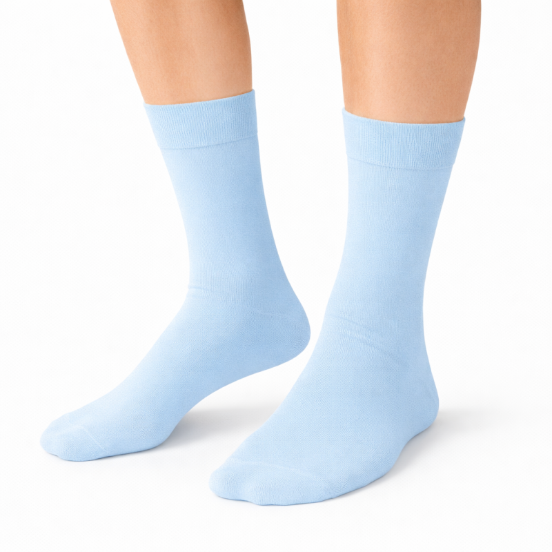 POLSKIE Skarpety garniturowe Milena jasno niebieskie – eleganckie bawełniane