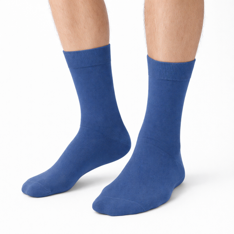 POLSKIE Skarpety garniturowe Milena niebieskie – eleganckie bawełniane