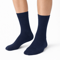 POLSKIE Skarpety garniturowe Milena granat – eleganckie bawełniane