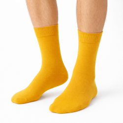 POLSKIE Skarpety garniturowe Milena żółte – eleganckie bawełniane