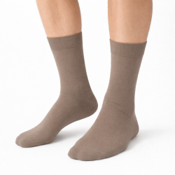 POLSKIE Skarpety garniturowe Milena cappuccino – eleganckie bawełniane