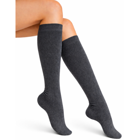 Podkolanówki damskie bawełniane Milena grafit 37-41